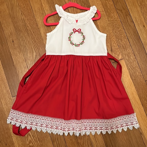 Southern Smocked Christmas Tree Dress SZ 4T - Picture 3 of 5